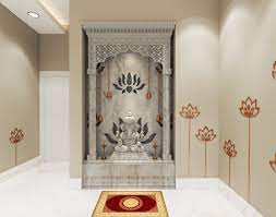 Peaceful poojaroom design with traditional elements